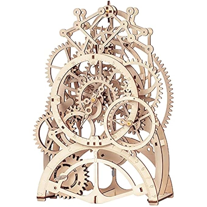 3D ASSEMBLY PUZZLES WOODEN MECHANICAL GEARS DECOR LASER-CUT PENDULUM CLOCK MODEL KIT BEST ENGINEERING TOYS FOR TEENS - Image 1